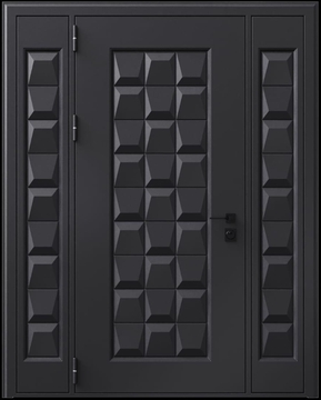 Входная термодверь с металлофиленкой, вставками по бокам и порошковым покрытием RAL 9004 (тип №5) Входная термодверь с металлофиленкой, вставками по бокам и порошковым покрытием RAL 9004 (тип №5)